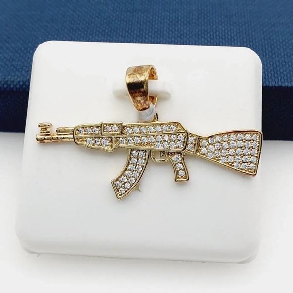 "14K Gold Plated Cubic Zircon Pendant, INUS1BR076 - Picture 6 of 10